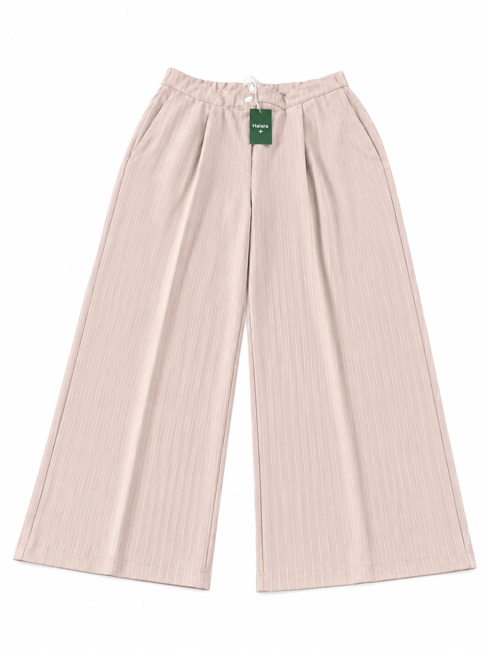 Halara High Waisted Zipper Pocket Wide Leg Striped Work Pants - Blush Pink